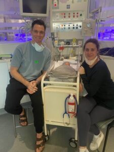Peter and Sarah with baby Jack in the NICU